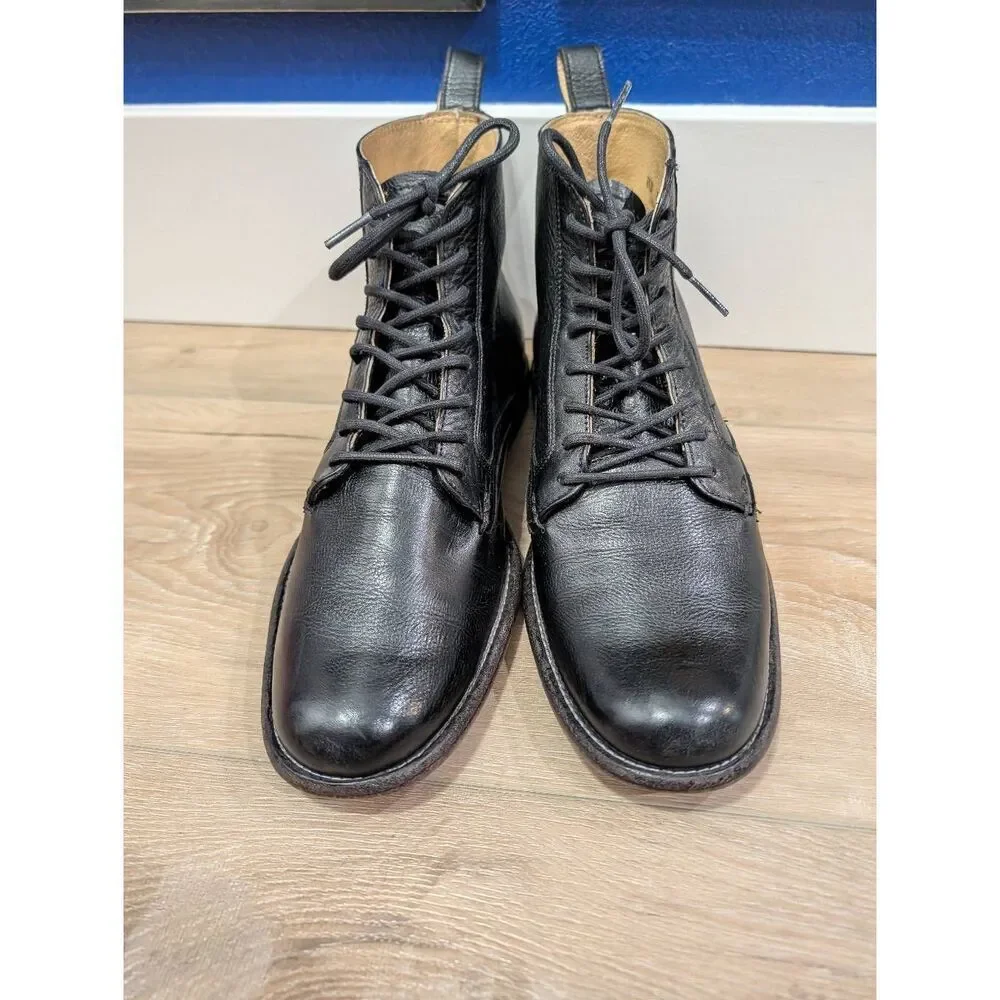 Frye Black Pebbled Leather Phillip Lace-Up Boots Mens 8.5 D Mexico
